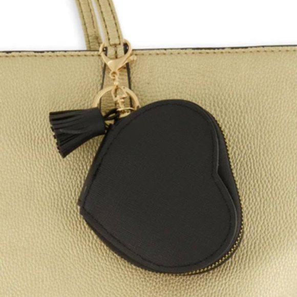 SOLD - Heart Shaped Coin Purse Key Fob - Picture 1 of 4